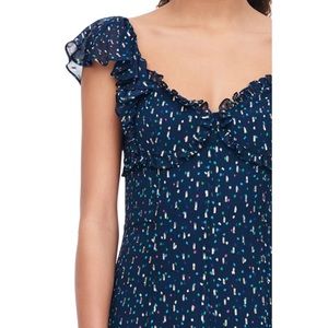 STUNNING NWT FESTIVE REBECCA TAYLOR SPECKLED GOLD METALLIC DOT RUFFLE DRESS